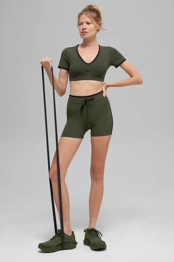 Pantalones cortos High-Waist Airbrush Race Pace de 4" - Verde oliva/Negro