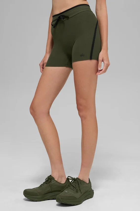 Pantalones cortos High-Waist Airbrush Race Pace de 4" - Verde oliva/Negro