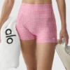 Pantalones cortos High-Waist Airlift con estampado de cuadros de 3" - Cuadros rosa paraíso