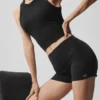 Pantalones cortos High-Waist Alosoft de 3" - Negro