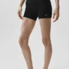 Pantalones cortos High-Waist sin costuras con canalé de modal de 4" - Negro