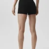 Pantalones cortos High-Waist sin costuras con canalé de modal de 4" - Negro
