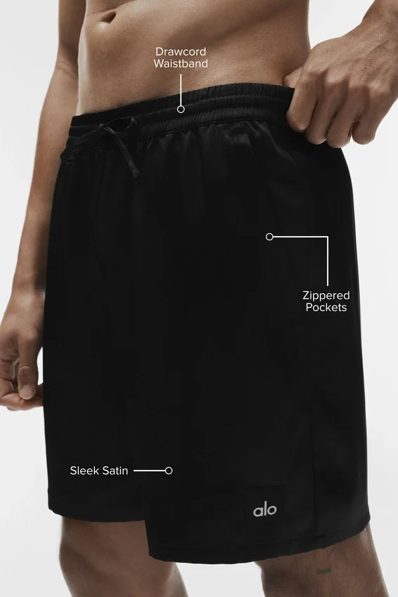 Pantalones cortos Horizon de satén de 7" - Negro