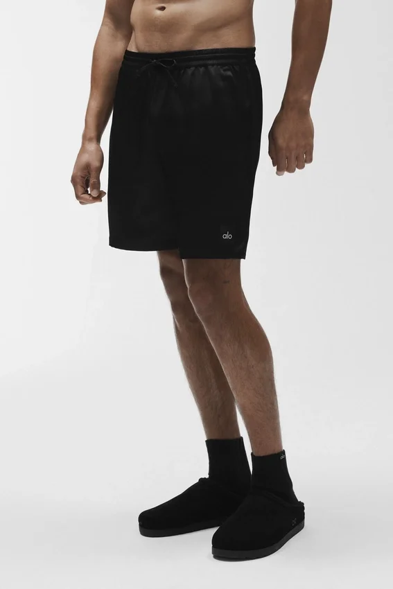 Pantalones cortos Horizon de satén de 7" - Negro