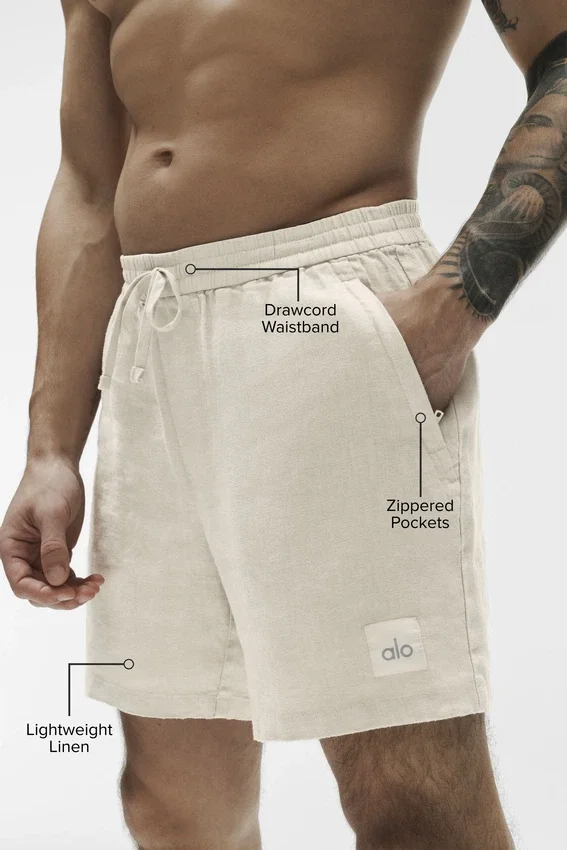 Pantalones cortos Linen Days de 7" - Color hueso
