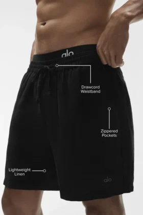 Pantalones cortos Linen Days de 7″ – Negro