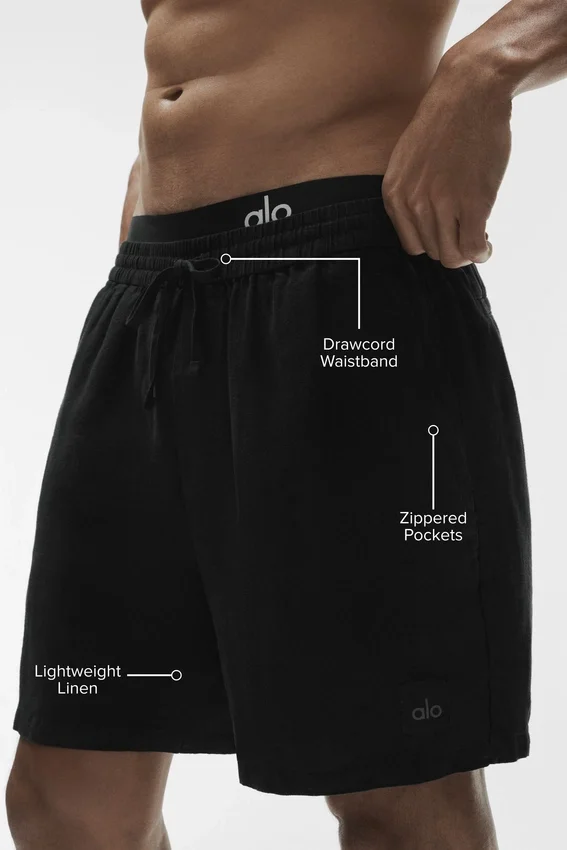 Pantalones cortos Linen Days de 7" - Negro