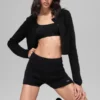 Pantalones cortos Noble de lana y cachemira acanalados - Negro