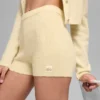 Pantalones cortos Noble de lana y cachemira con detalle acanalado - Amarillo luz de vela
