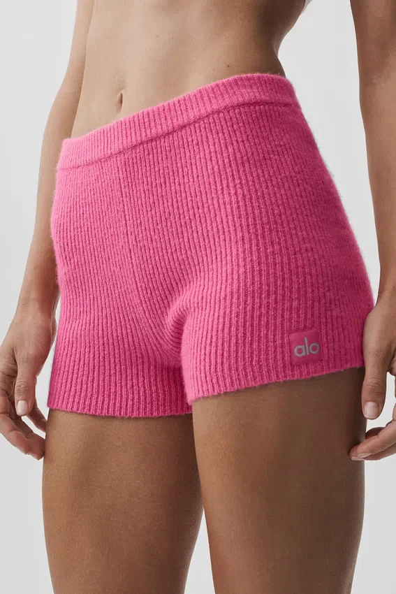 Pantalones cortos Noble de lana y cachemira con detalle acanalado - Rosa paraíso