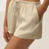 Pantalones cortos Radiance de mezcla de seda - Beige arena