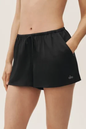 Pantalones cortos Radiance de mezcla de seda – Negro