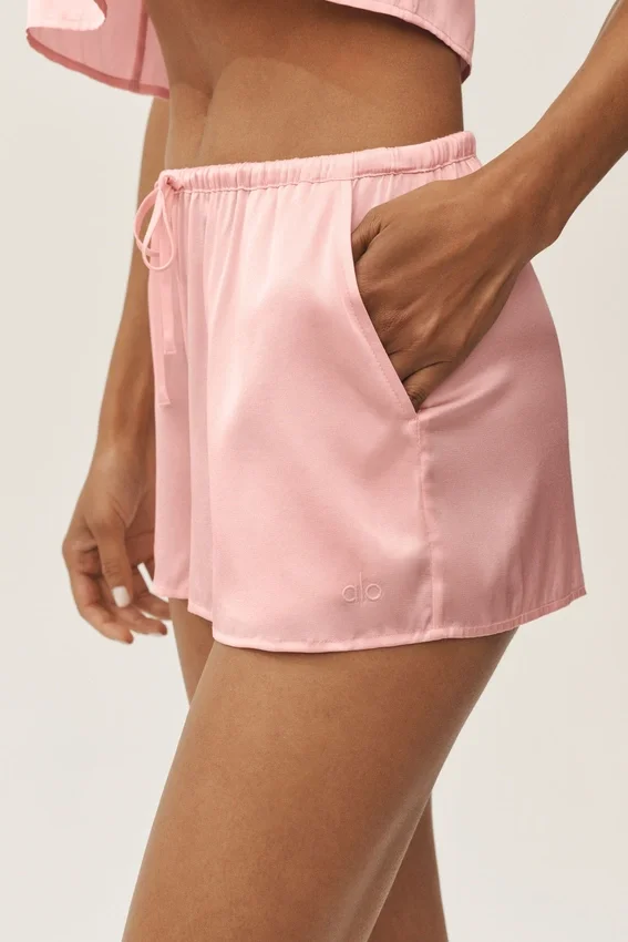 Pantalones cortos Radiance de mezcla de seda - Rosa soleado