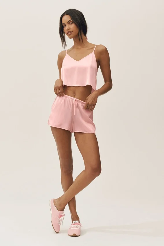 Pantalones cortos Radiance de mezcla de seda - Rosa soleado