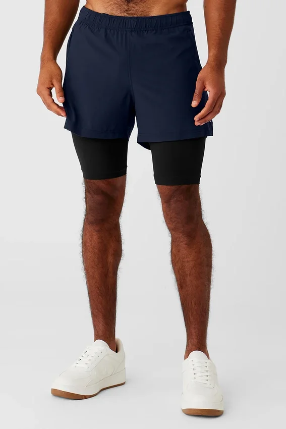 Pantalones cortos Revival 2 en 1 de 5" - Azul marino/Negro
