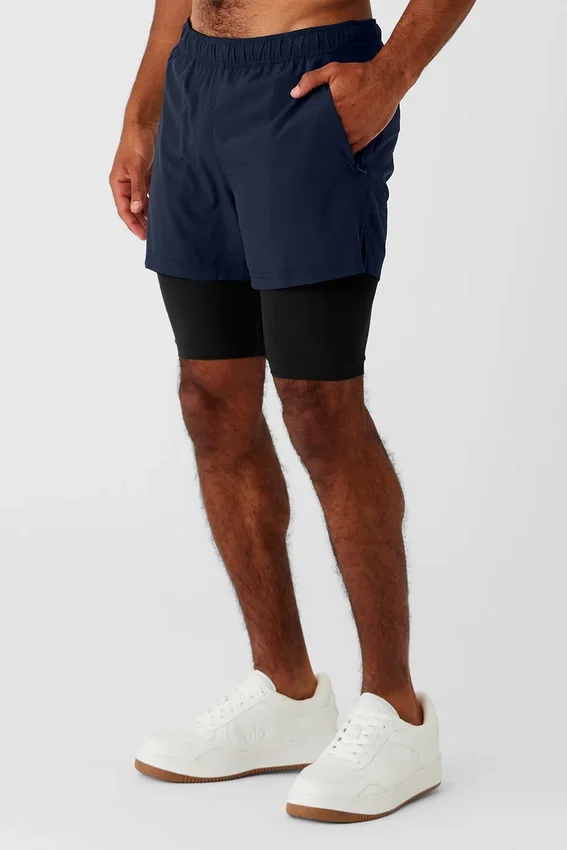Pantalones cortos Revival 2 en 1 de 5" - Azul marino/Negro