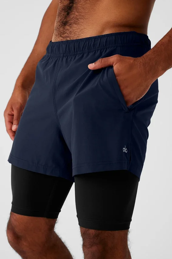 Pantalones cortos Revival 2 en 1 de 5" - Azul marino/Negro