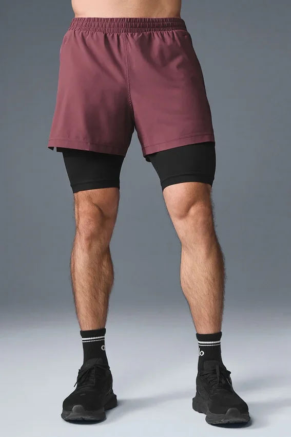 Pantalones cortos Revival 2 en 1 de 5" - Burdeos trufado/Negro