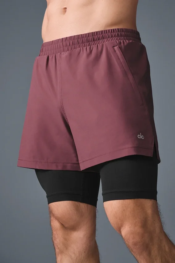Pantalones cortos Revival 2 en 1 de 5" - Burdeos trufado/Negro