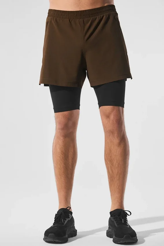 Pantalones cortos Revival 2 en 1 de 5" - Espresso/Negro