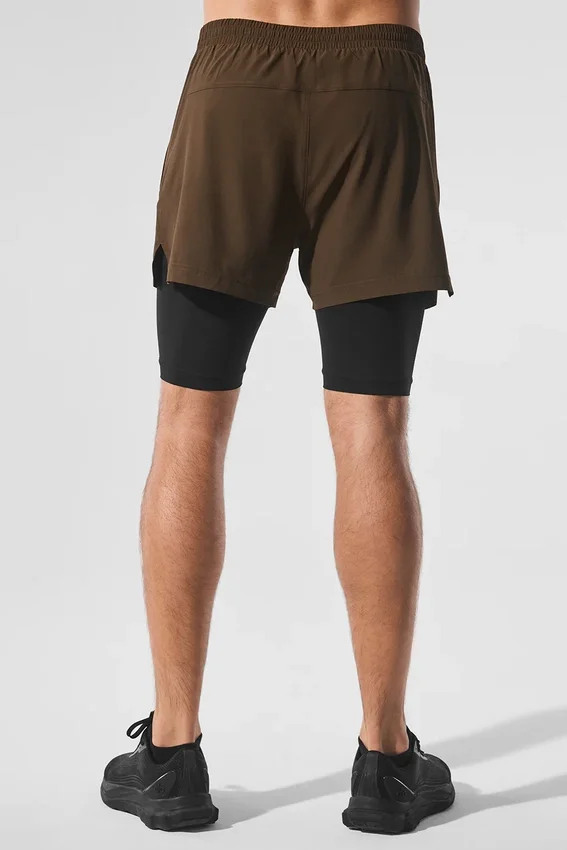 Pantalones cortos Revival 2 en 1 de 5" - Espresso/Negro