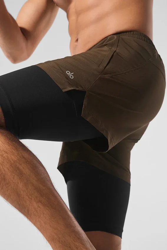 Pantalones cortos Revival 2 en 1 de 5" - Espresso/Negro