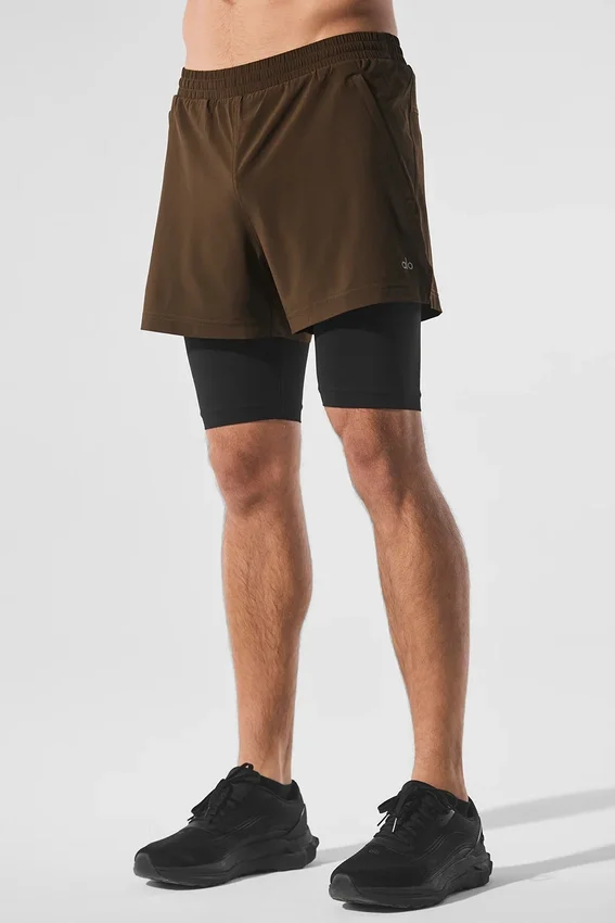 Pantalones cortos Revival 2 en 1 de 5" - Espresso/Negro