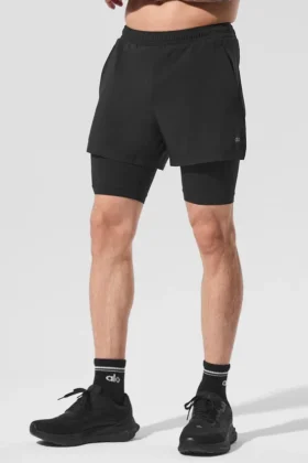 Pantalones cortos Revival 2 en 1 de 5" - Negro/Negro