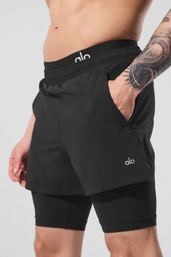 Pantalones cortos Revival 2 en 1 de 5" - Negro/Negro