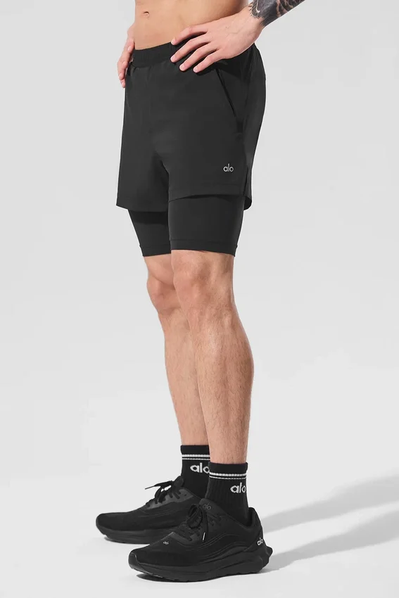 Pantalones cortos Revival 2 en 1 de 5" - Negro/Negro