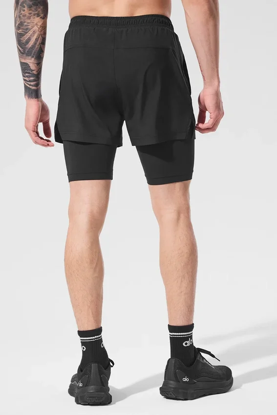 Pantalones cortos Revival 2 en 1 de 5" - Negro/Negro