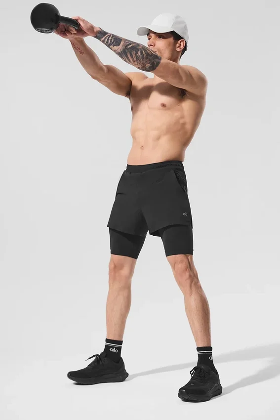 Pantalones cortos Revival 2 en 1 de 5" - Negro/Negro