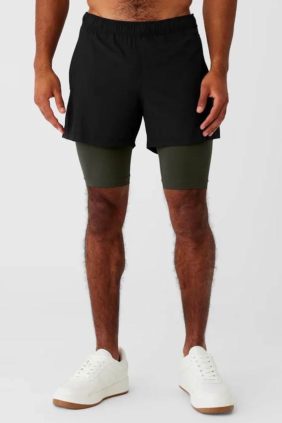 Pantalones cortos Revival 2 en 1 de 5" - Negro/Verde sigiloso
