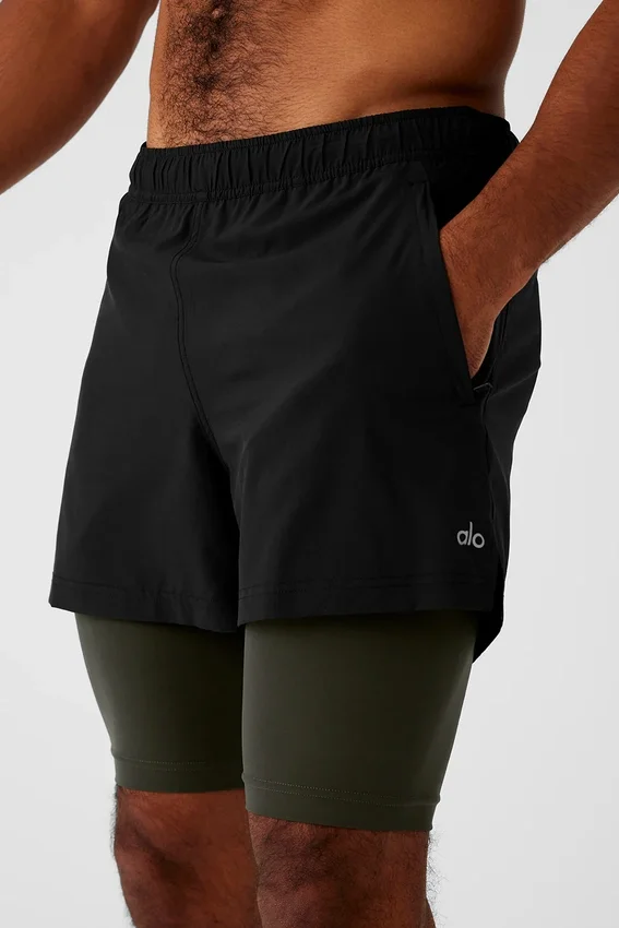 Pantalones cortos Revival 2 en 1 de 5" - Negro/Verde sigiloso