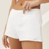 Pantalones cortos Riviera de talle bajo en mezcla de lino - Blanco
