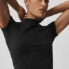Pantalones cortos sin costuras con cuello alto tipo Pointelle - Negro