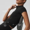 Pantalones cortos sin costuras con cuello alto tipo Pointelle - Negro