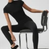 Pantalones cortos sin costuras con cuello alto tipo Pointelle - Negro