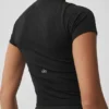 Pantalones cortos sin costuras con cuello alto tipo Pointelle - Negro