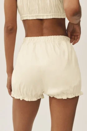 Pantalones cortos tipo bloomer Riviera de mezcla de lino – Beige arena