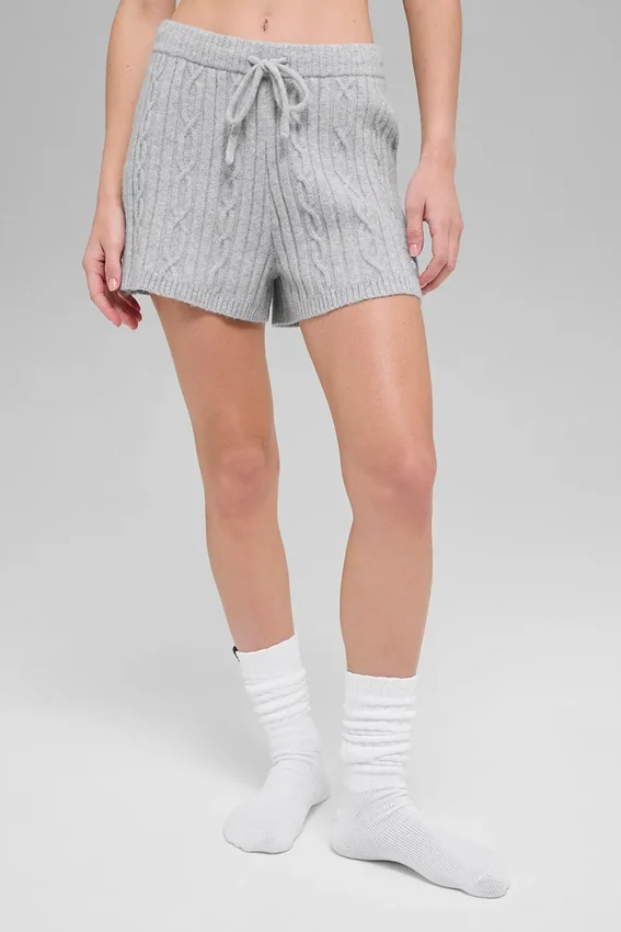 Pantalones cortos «Winter Bliss» de punto trenzado - Gris jaspeado deportivo