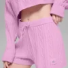 Pantalones cortos Winter Bliss de punto trenzado - Rosa corazón de caramelo