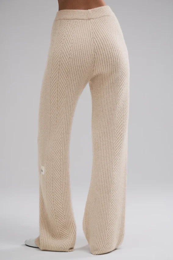 Pantalones de cachemira de pierna ancha Winter Magic - Birch Heather