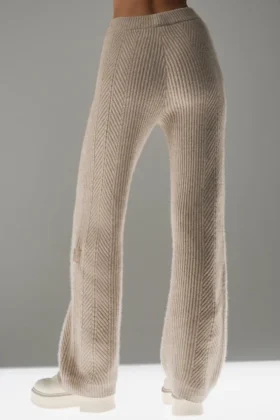 Pantalones de cachemira de pierna ancha Winter Magic — Flax Heather