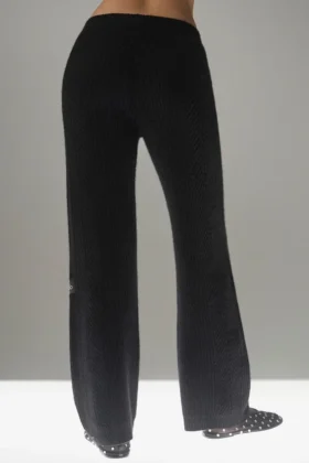Pantalones de cachemira de pierna ancha Winter Magic – Negro
