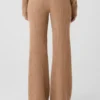 Pantalones de cachemira High-Waist con tejido tipo waffle y tacto suave - Almendra tostada