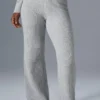 Pantalones de cachemira High-Waist con tejido tipo waffle y tacto suave - Gris jaspeado deportivo