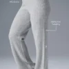 Pantalones de cachemira High-Waist con tejido tipo waffle y tacto suave - Gris jaspeado deportivo