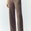 Pantalones de cachemira High-Waist Northstar de pierna recta - Alpine Cocoa Heather