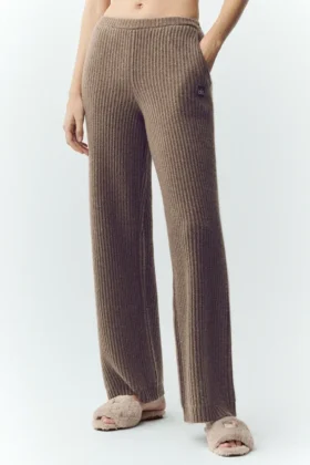Pantalones de cachemira High-Waist Northstar de pierna recta - Alpine Cocoa Heather